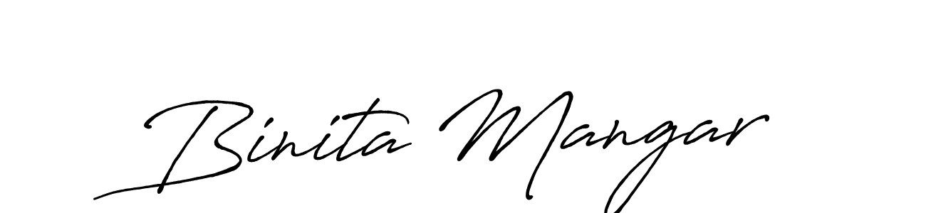 Binita Mangar stylish signature style. Best Handwritten Sign (Antro_Vectra_Bolder) for my name. Handwritten Signature Collection Ideas for my name Binita Mangar. Binita Mangar signature style 7 images and pictures png
