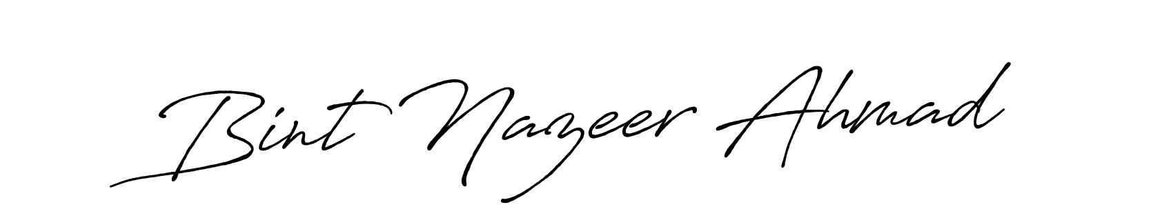 How to make Bint Nazeer Ahmad name signature. Use Antro_Vectra_Bolder style for creating short signs online. This is the latest handwritten sign. Bint Nazeer Ahmad signature style 7 images and pictures png