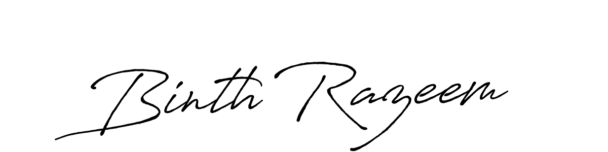 Make a beautiful signature design for name Binth Razeem. With this signature (Antro_Vectra_Bolder) style, you can create a handwritten signature for free. Binth Razeem signature style 7 images and pictures png