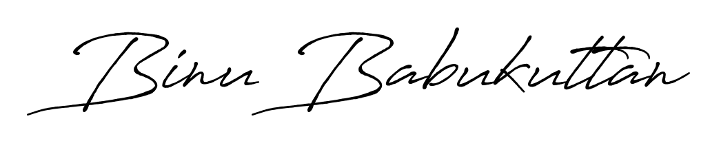 Master the art of signing with Binu Babukuttan written in fluent Antro_Vectra_Bolder script. A great template to practice and refine your handwriting. Binu Babukuttan signature style 7 images and pictures png