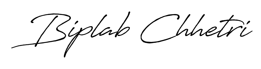 Looking for an artistic signature for Biplab Chhetri? The Antro_Vectra_Bolder calligraphy style gives a sophisticated flow suitable for business cards and emails. Biplab Chhetri signature style 7 images and pictures png