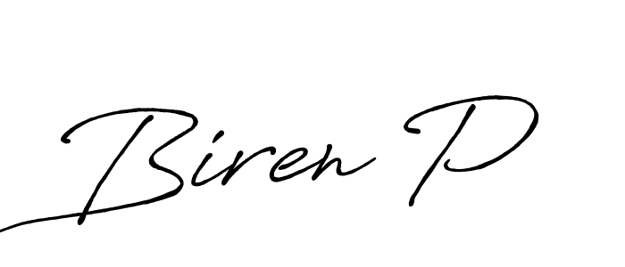 Biren P stylish signature style. Best Handwritten Sign (Antro_Vectra_Bolder) for my name. Handwritten Signature Collection Ideas for my name Biren P. Biren P signature style 7 images and pictures png