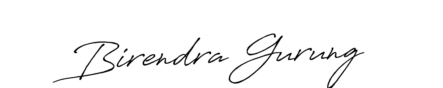 How to make Birendra Gurung name signature. Use Antro_Vectra_Bolder style for creating short signs online. This is the latest handwritten sign. Birendra Gurung signature style 7 images and pictures png