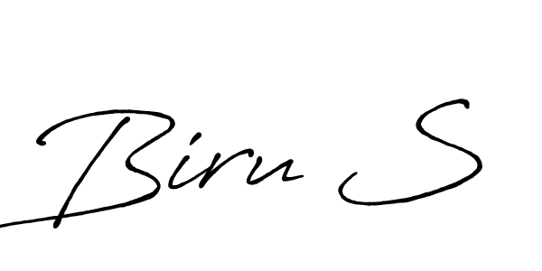 Make a beautiful signature design for name Biru S. With this signature (Antro_Vectra_Bolder) style, you can create a handwritten signature for free. Biru S signature style 7 images and pictures png
