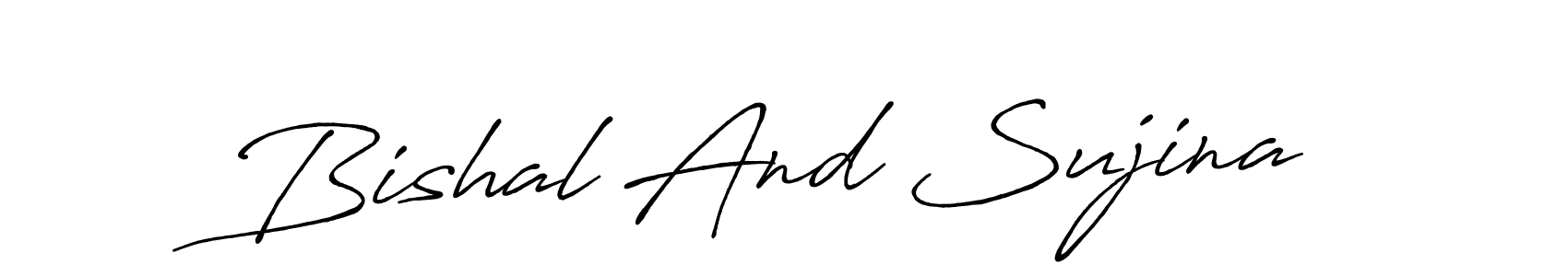 You should practise on your own different ways (Antro_Vectra_Bolder) to write your name (Bishal And Sujina) in signature. don't let someone else do it for you. Bishal And Sujina signature style 7 images and pictures png