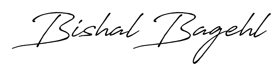 A timeless handwritten aesthetic for Bishal Bagehl. The Antro_Vectra_Bolder font gives your signature a handcrafted feel with natural curves. Bishal Bagehl signature style 7 images and pictures png