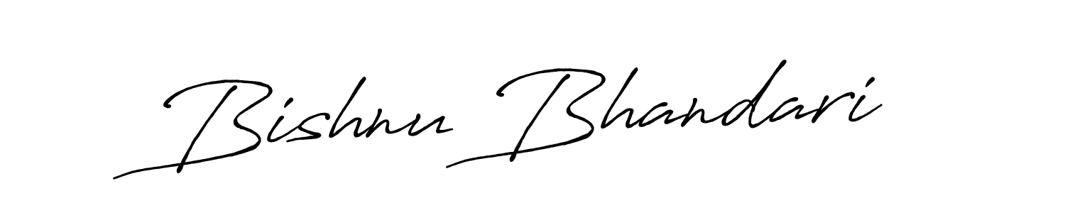 How to make Bishnu Bhandari name signature. Use Antro_Vectra_Bolder style for creating short signs online. This is the latest handwritten sign. Bishnu Bhandari signature style 7 images and pictures png