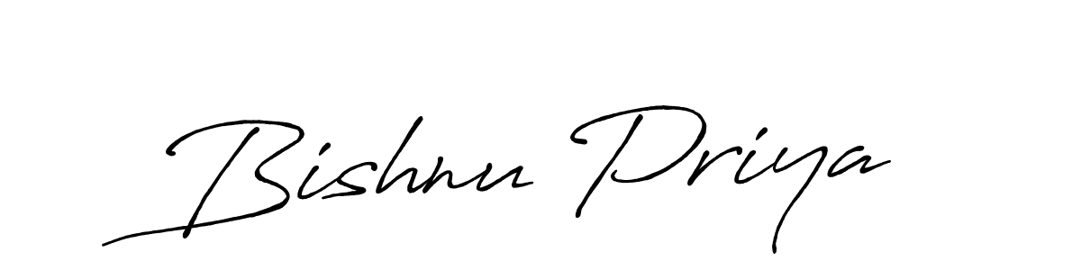 How to make Bishnu Priya name signature. Use Antro_Vectra_Bolder style for creating short signs online. This is the latest handwritten sign. Bishnu Priya signature style 7 images and pictures png