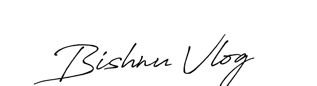 How to make Bishnu Vlog name signature. Use Antro_Vectra_Bolder style for creating short signs online. This is the latest handwritten sign. Bishnu Vlog signature style 7 images and pictures png