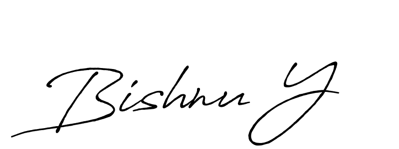 How to make Bishnu Y name signature. Use Antro_Vectra_Bolder style for creating short signs online. This is the latest handwritten sign. Bishnu Y signature style 7 images and pictures png