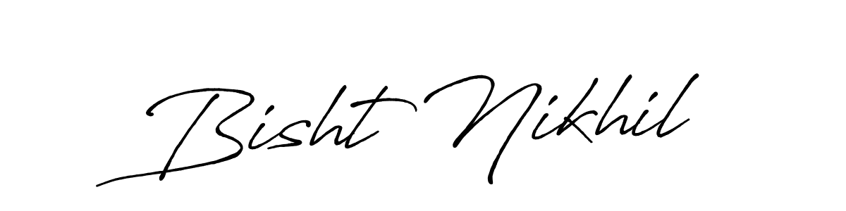 Also You can easily find your signature by using the search form. We will create Bisht Nikhil name handwritten signature images for you free of cost using Antro_Vectra_Bolder sign style. Bisht Nikhil signature style 7 images and pictures png
