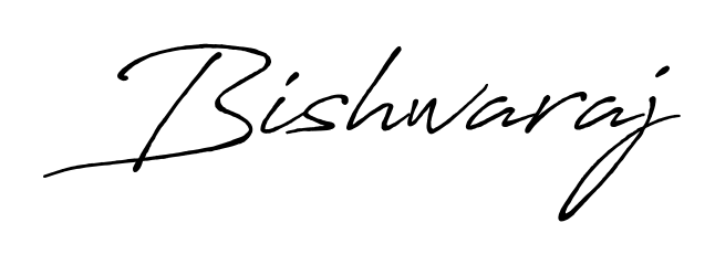 Transform the name Bishwaraj into a signature masterpiece using Antro_Vectra_Bolder font. Ideal for photographers, artists, and creators looking for watermarks. Bishwaraj signature style 7 images and pictures png
