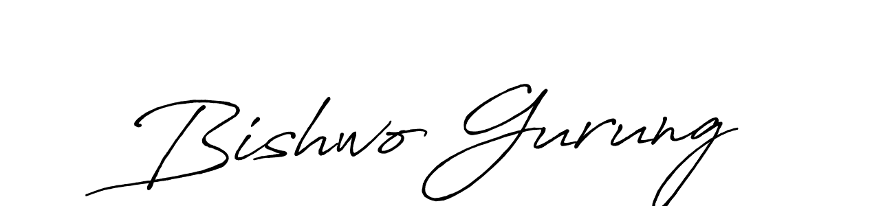 Design your own signature with our free online signature maker. With this signature software, you can create a handwritten (Antro_Vectra_Bolder) signature for name Bishwo Gurung. Bishwo Gurung signature style 7 images and pictures png