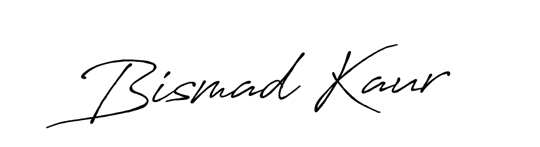 How to make Bismad Kaur name signature. Use Antro_Vectra_Bolder style for creating short signs online. This is the latest handwritten sign. Bismad Kaur signature style 7 images and pictures png