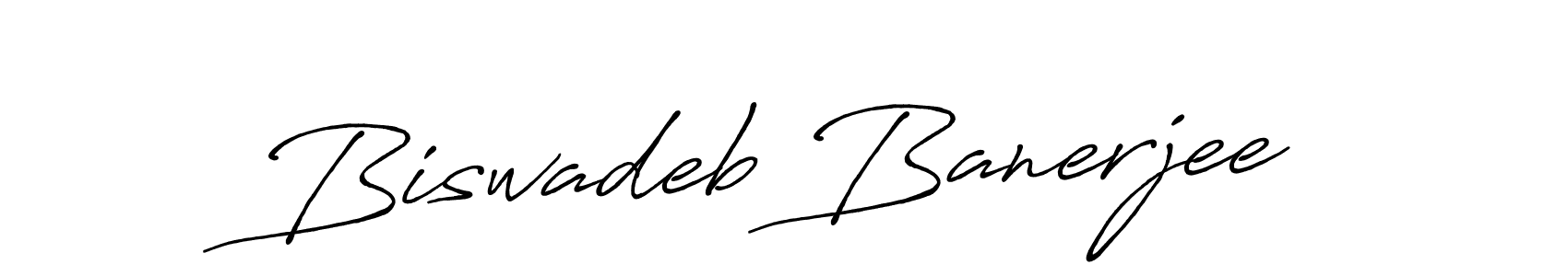 Create a beautiful signature design for name Biswadeb Banerjee. With this signature (Antro_Vectra_Bolder) fonts, you can make a handwritten signature for free. Biswadeb Banerjee signature style 7 images and pictures png