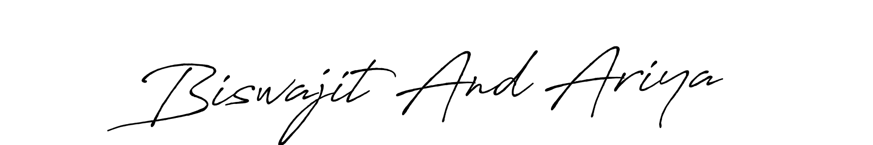 How to make Biswajit And Ariya name signature. Use Antro_Vectra_Bolder style for creating short signs online. This is the latest handwritten sign. Biswajit And Ariya signature style 7 images and pictures png
