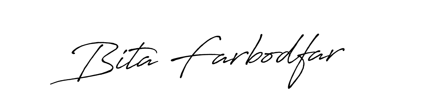 How to make Bita Farbodfar name signature. Use Antro_Vectra_Bolder style for creating short signs online. This is the latest handwritten sign. Bita Farbodfar signature style 7 images and pictures png