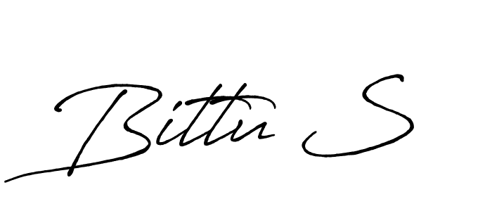 if you are searching for the best signature style for your name Bittu S. so please give up your signature search. here we have designed multiple signature styles  using Antro_Vectra_Bolder. Bittu S signature style 7 images and pictures png