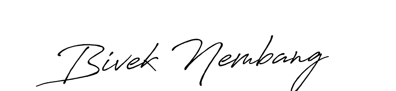 You can use this online signature creator to create a handwritten signature for the name Bivek Nembang. This is the best online autograph maker. Bivek Nembang signature style 7 images and pictures png