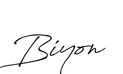 Use a signature maker to create a handwritten signature online. With this signature software, you can design (Antro_Vectra_Bolder) your own signature for name Biyon. Biyon signature style 7 images and pictures png