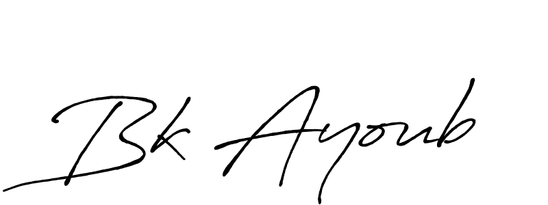 Similarly Antro_Vectra_Bolder is the best handwritten signature design. Signature creator online .You can use it as an online autograph creator for name Bk Ayoub. Bk Ayoub signature style 7 images and pictures png