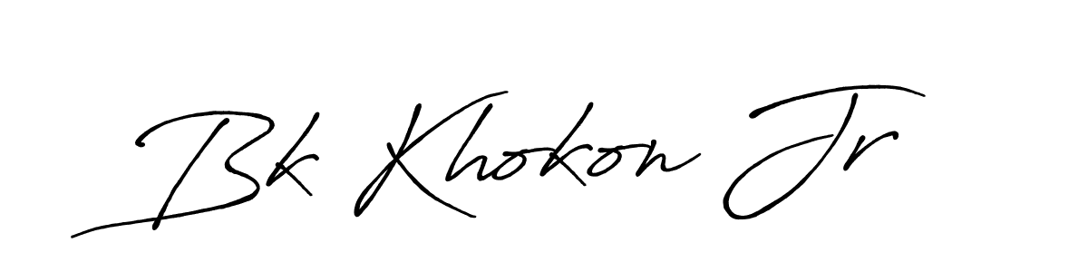 How to make Bk Khokon Jr name signature. Use Antro_Vectra_Bolder style for creating short signs online. This is the latest handwritten sign. Bk Khokon Jr signature style 7 images and pictures png