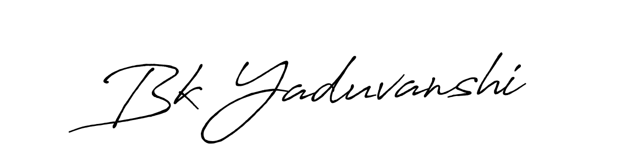 Create a beautiful signature design for name Bk Yaduvanshi. With this signature (Antro_Vectra_Bolder) fonts, you can make a handwritten signature for free. Bk Yaduvanshi signature style 7 images and pictures png