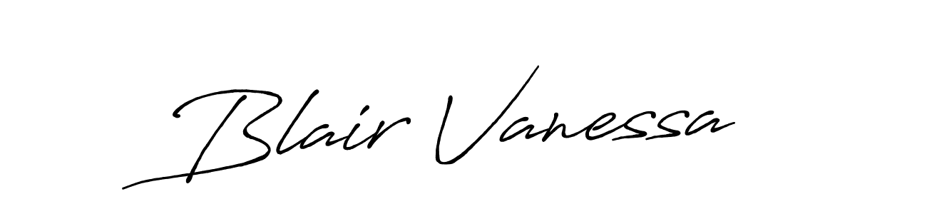 Blair Vanessa stylish signature style. Best Handwritten Sign (Antro_Vectra_Bolder) for my name. Handwritten Signature Collection Ideas for my name Blair Vanessa. Blair Vanessa signature style 7 images and pictures png