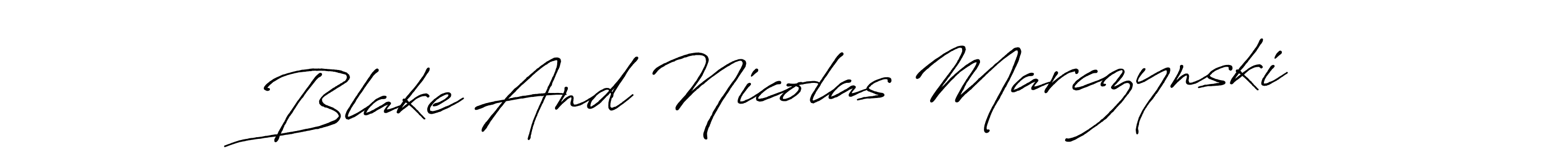 Use a signature maker to create a handwritten signature online. With this signature software, you can design (Antro_Vectra_Bolder) your own signature for name Blake And Nicolas Marczynski. Blake And Nicolas Marczynski signature style 7 images and pictures png