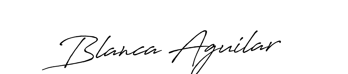 Make a beautiful signature design for name Blanca Aguilar. With this signature (Antro_Vectra_Bolder) style, you can create a handwritten signature for free. Blanca Aguilar signature style 7 images and pictures png