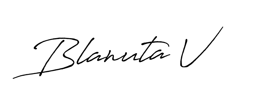 Create a beautiful signature design for name Blanuta V. With this signature (Antro_Vectra_Bolder) fonts, you can make a handwritten signature for free. Blanuta V signature style 7 images and pictures png