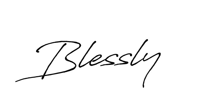 Use a signature maker to create a handwritten signature online. With this signature software, you can design (Antro_Vectra_Bolder) your own signature for name Blessly. Blessly signature style 7 images and pictures png