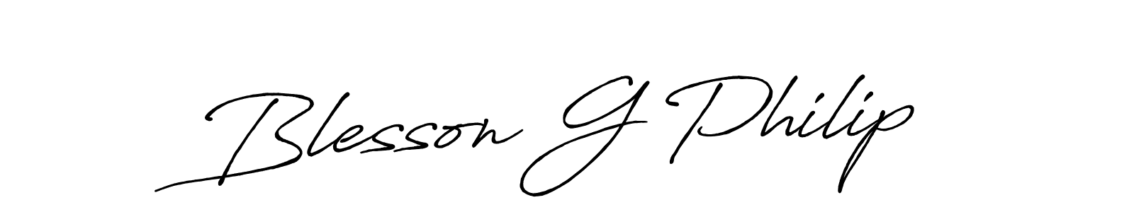 It looks lik you need a new signature style for name Blesson G Philip. Design unique handwritten (Antro_Vectra_Bolder) signature with our free signature maker in just a few clicks. Blesson G Philip signature style 7 images and pictures png