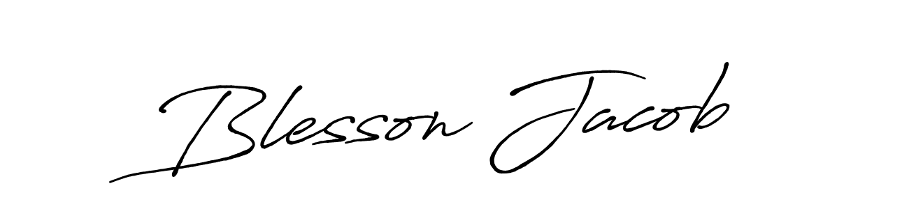 Make a beautiful signature design for name Blesson Jacob. With this signature (Antro_Vectra_Bolder) style, you can create a handwritten signature for free. Blesson Jacob signature style 7 images and pictures png
