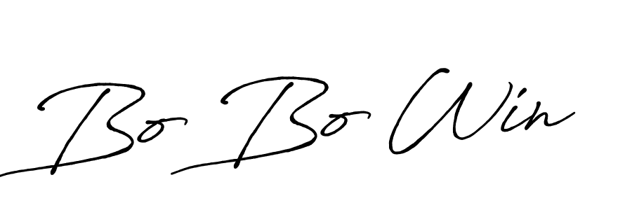 Similarly Antro_Vectra_Bolder is the best handwritten signature design. Signature creator online .You can use it as an online autograph creator for name Bo Bo Win. Bo Bo Win signature style 7 images and pictures png