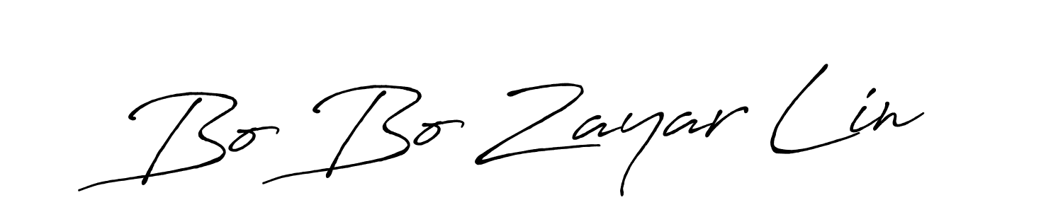 Make a beautiful signature design for name Bo Bo Zayar Lin. With this signature (Antro_Vectra_Bolder) style, you can create a handwritten signature for free. Bo Bo Zayar Lin signature style 7 images and pictures png