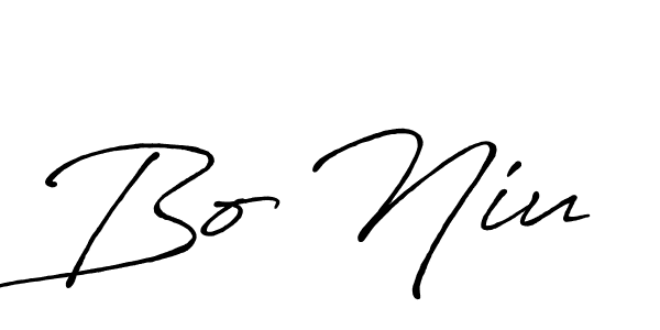 Create a beautiful signature design for name Bo Niu. With this signature (Antro_Vectra_Bolder) fonts, you can make a handwritten signature for free. Bo Niu signature style 7 images and pictures png