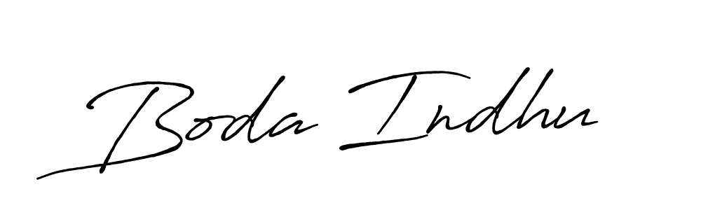 Use a signature maker to create a handwritten signature online. With this signature software, you can design (Antro_Vectra_Bolder) your own signature for name Boda Indhu. Boda Indhu signature style 7 images and pictures png