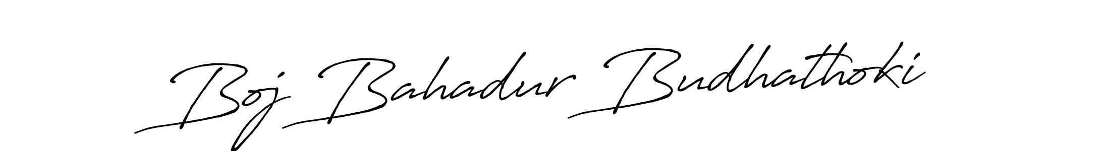 Make a beautiful signature design for name Boj Bahadur Budhathoki. With this signature (Antro_Vectra_Bolder) style, you can create a handwritten signature for free. Boj Bahadur Budhathoki signature style 7 images and pictures png