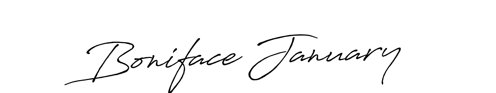 Boniface January stylish signature style. Best Handwritten Sign (Antro_Vectra_Bolder) for my name. Handwritten Signature Collection Ideas for my name Boniface January. Boniface January signature style 7 images and pictures png