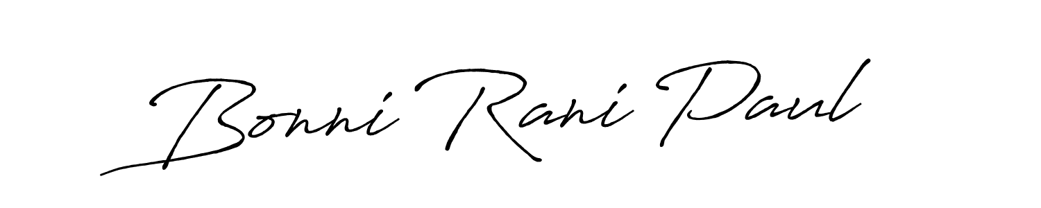 How to make Bonni Rani Paul name signature. Use Antro_Vectra_Bolder style for creating short signs online. This is the latest handwritten sign. Bonni Rani Paul signature style 7 images and pictures png