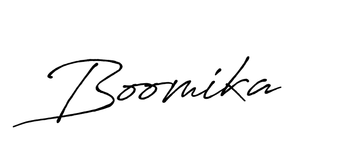 Make a beautiful signature design for name Boomika. With this signature (Antro_Vectra_Bolder) style, you can create a handwritten signature for free. Boomika signature style 7 images and pictures png