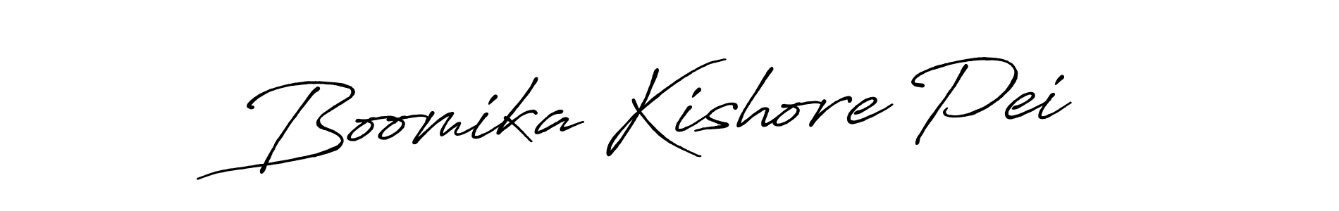Antro_Vectra_Bolder is a professional signature style that is perfect for those who want to add a touch of class to their signature. It is also a great choice for those who want to make their signature more unique. Get Boomika Kishore Pei name to fancy signature for free. Boomika Kishore Pei signature style 7 images and pictures png