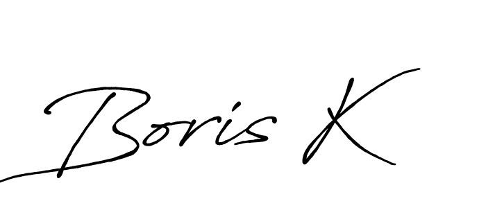 How to make Boris K name signature. Use Antro_Vectra_Bolder style for creating short signs online. This is the latest handwritten sign. Boris K signature style 7 images and pictures png