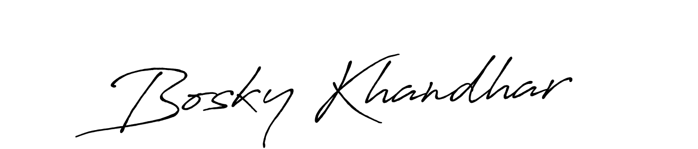 Make a beautiful signature design for name Bosky Khandhar. With this signature (Antro_Vectra_Bolder) style, you can create a handwritten signature for free. Bosky Khandhar signature style 7 images and pictures png