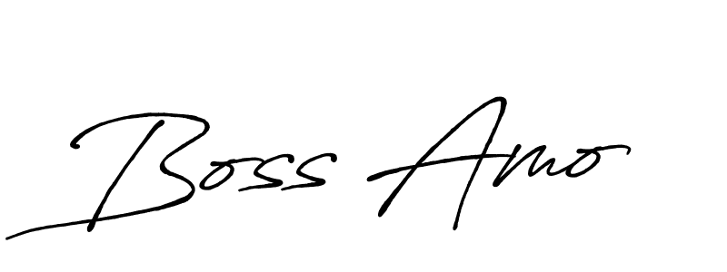 Use a signature maker to create a handwritten signature online. With this signature software, you can design (Antro_Vectra_Bolder) your own signature for name Boss Amo. Boss Amo signature style 7 images and pictures png