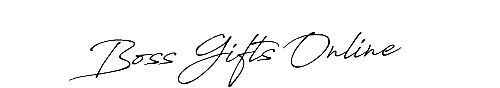 Use a signature maker to create a handwritten signature online. With this signature software, you can design (Antro_Vectra_Bolder) your own signature for name Boss Gifts Online. Boss Gifts Online signature style 7 images and pictures png