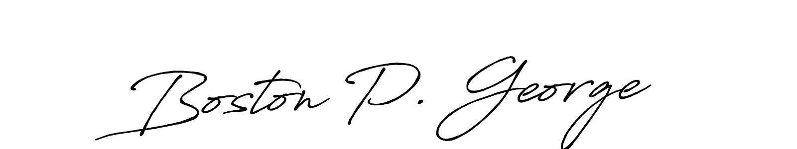 How to make Boston P. George name signature. Use Antro_Vectra_Bolder style for creating short signs online. This is the latest handwritten sign. Boston P. George signature style 7 images and pictures png
