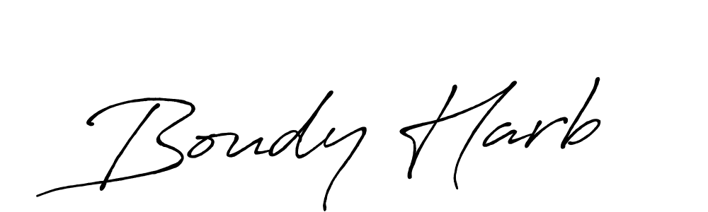 Make a beautiful signature design for name Boudy Harb. With this signature (Antro_Vectra_Bolder) style, you can create a handwritten signature for free. Boudy Harb signature style 7 images and pictures png