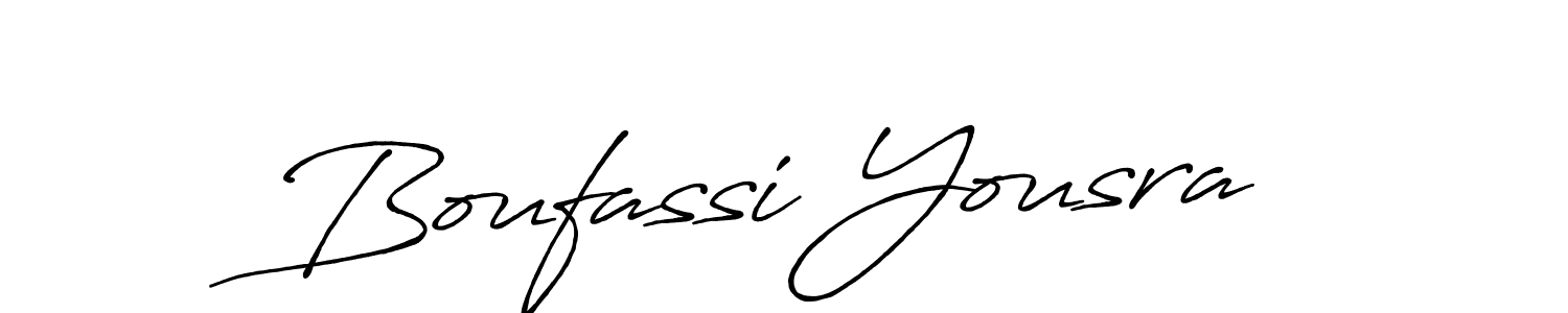 Make a beautiful signature design for name Boufassi Yousra. With this signature (Antro_Vectra_Bolder) style, you can create a handwritten signature for free. Boufassi Yousra signature style 7 images and pictures png